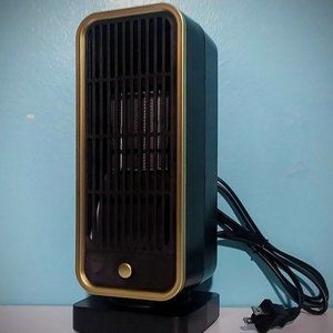 Brand New Portable Black & Gold Space Heater Fast Heating w/ Tip Over Protection